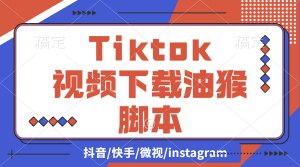 【2024.9.27】Tiktok视频下载油猴脚本（支持主页）-小鲸副业资源库