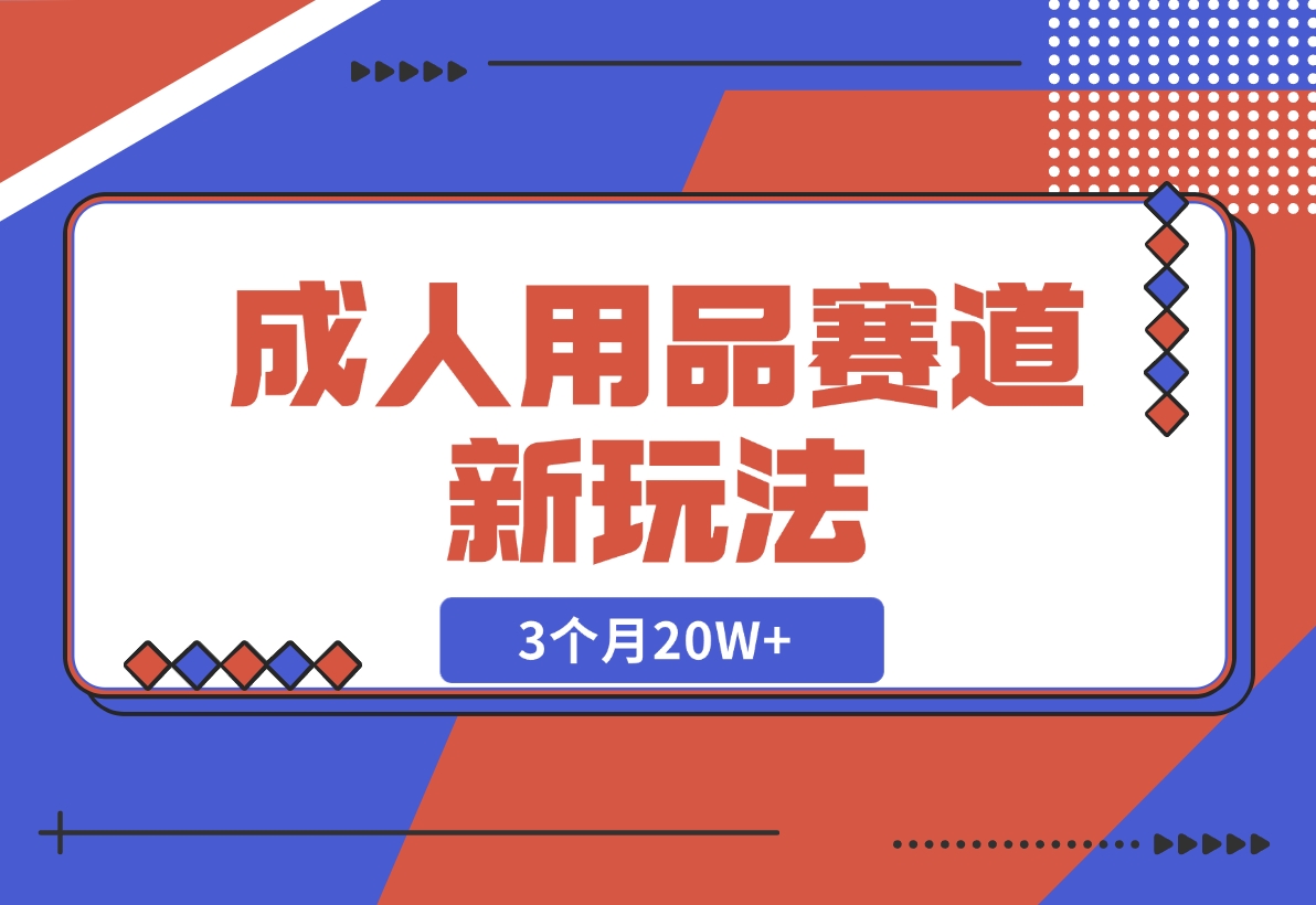 【2024.12.04】成人用品赛道新玩法，情趣用品一个长期暴利的赛道，3个月20W+-小鲸副业资源库