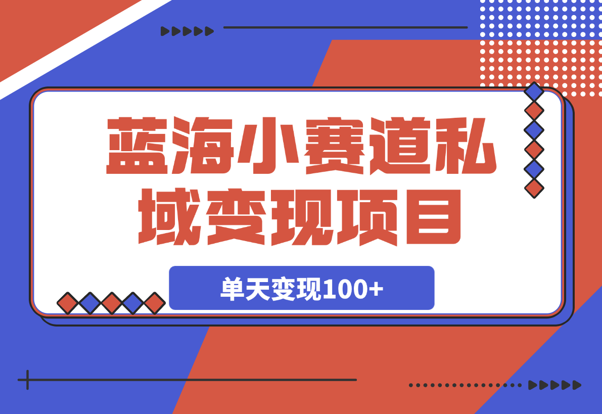 【2025.3.26】抖音蓝海小赛道私域变现项目，单价9.9/单天变现100+-小鲸副业资源库