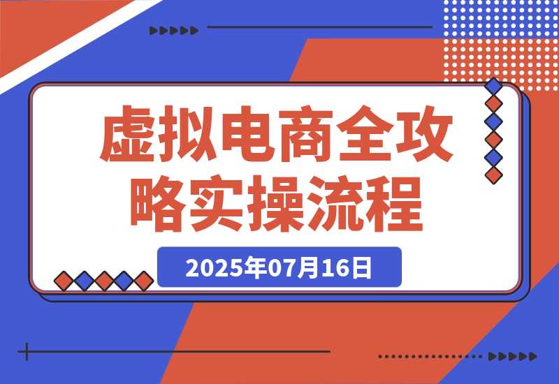 【2025.7.15】虚拟电商全攻略2.0，开店选品实操流程，账号定位、货源发布、笔记发布技巧-小鲸副业资源库