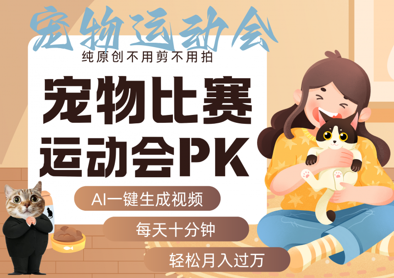 图片[1]-【2025.9.3】AI宠物运动会 每天十分钟 月入破万-小鲸副业资源库