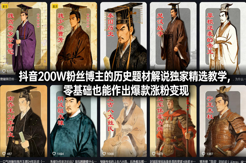 【2026.01.28】零基础速成！抖音历史解说爆款秘籍，200万粉博主亲授涨粉变现攻略-小鲸副业资源库